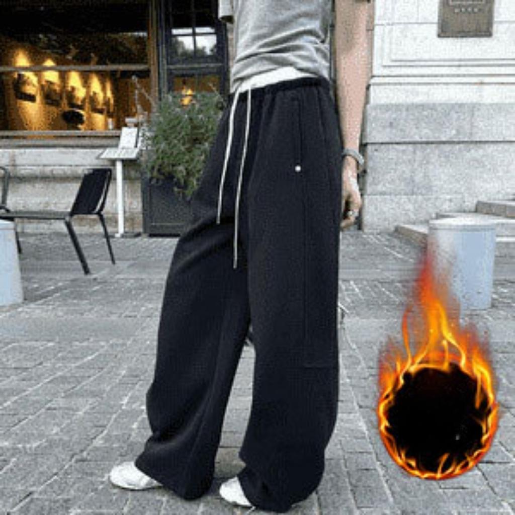 Women's High Waist Wide Leg Sweatpants Fleece Lined Casual Curved Tapered Trousers
