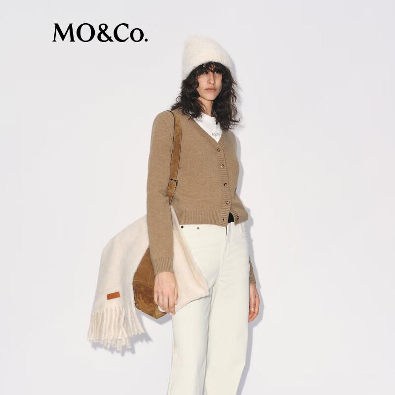 MO&Co. V-Neck Wool Blend Cardigan