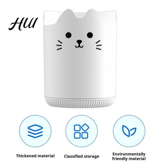 Large Capacity Pen Organizer Holder 360 Degree Rotating Cat Pattern Transparent Stand Design Stationery Desk Accessory
