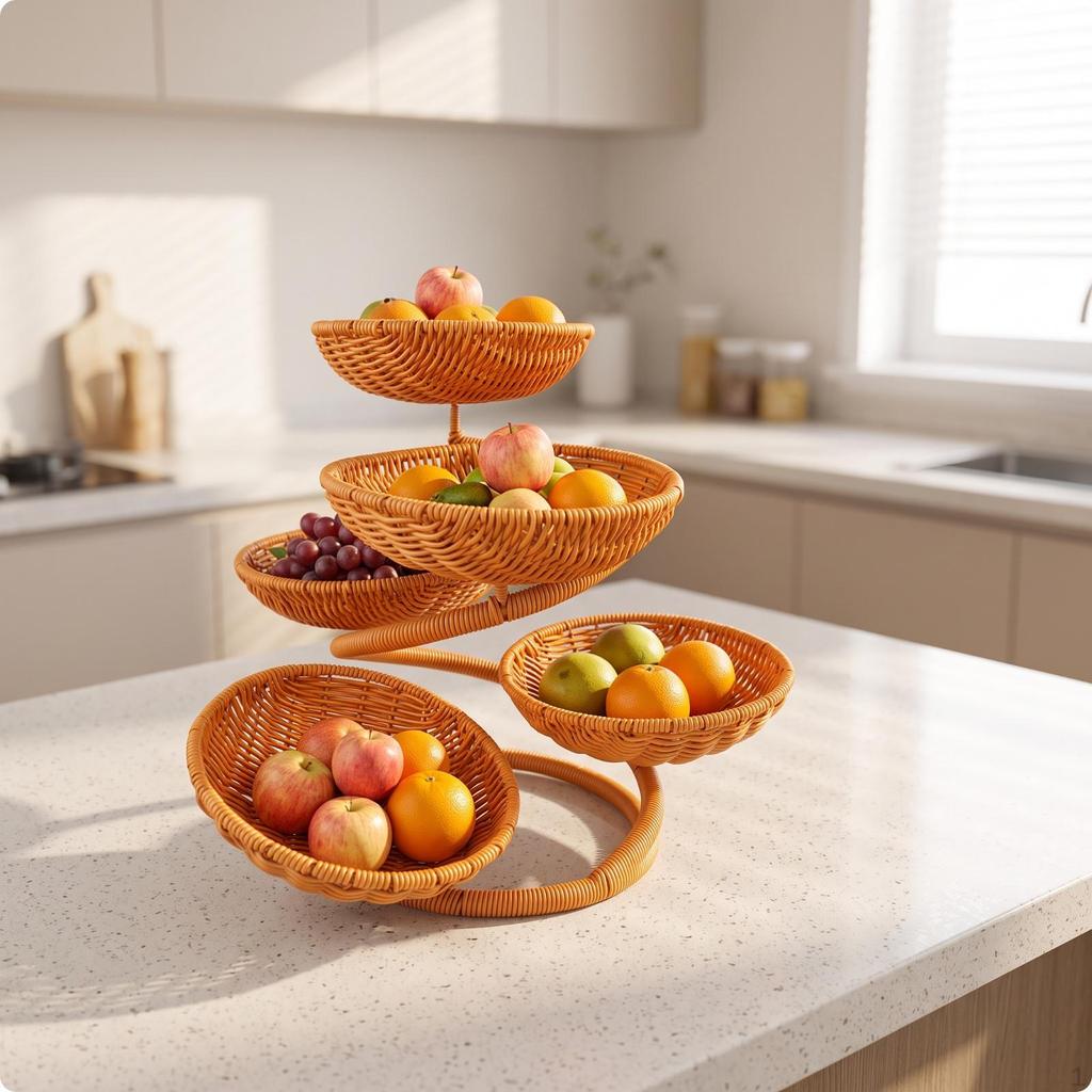 Fruit Basket Stand Handwoven Woven with Vertical for Buffet, Cafe