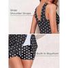 Black Polka Dot Swimdress One Piece Swimsuit Tummy Control Skirted Bathing Suit