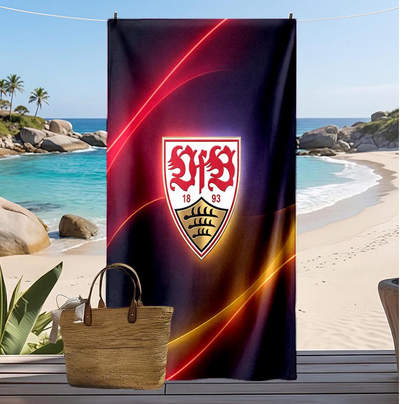VfB Stuttgart Fußball Druck Strandtuch, Großes Weiches Schnelltrocknendes Handtuch für Strand Camping Schwimmen