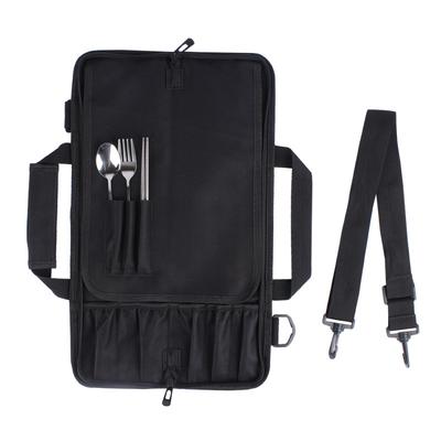 Tragbare Kochmesser-Rolltasche Faltbar Professionell Tragbar Picknick Party Küchenmesser Aufbewahrungstasche Outdoor Schwarz Trageetui