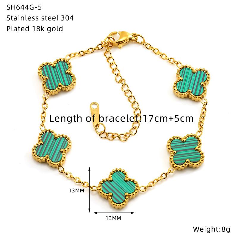 Brățară Floare Trifoi cu Patru Foi din Oțel Titan Placat Electrochimic Bijuterii din Oțel Inoxidabil de Înaltă Calitate Lot pentru Femei~