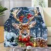 Joyful Gifting, Cozy Christmas Reindeer Print Flannel Throw Blanket - Soft, Durable & Versatile for Couch, Bed, Office Decor