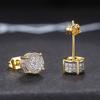 Hiphop Rock Stud Earrings For Women Classic Gold Color Jewelry Crystal Iced Out CZ Piercing Cartilage Ear Accessories Wholesale