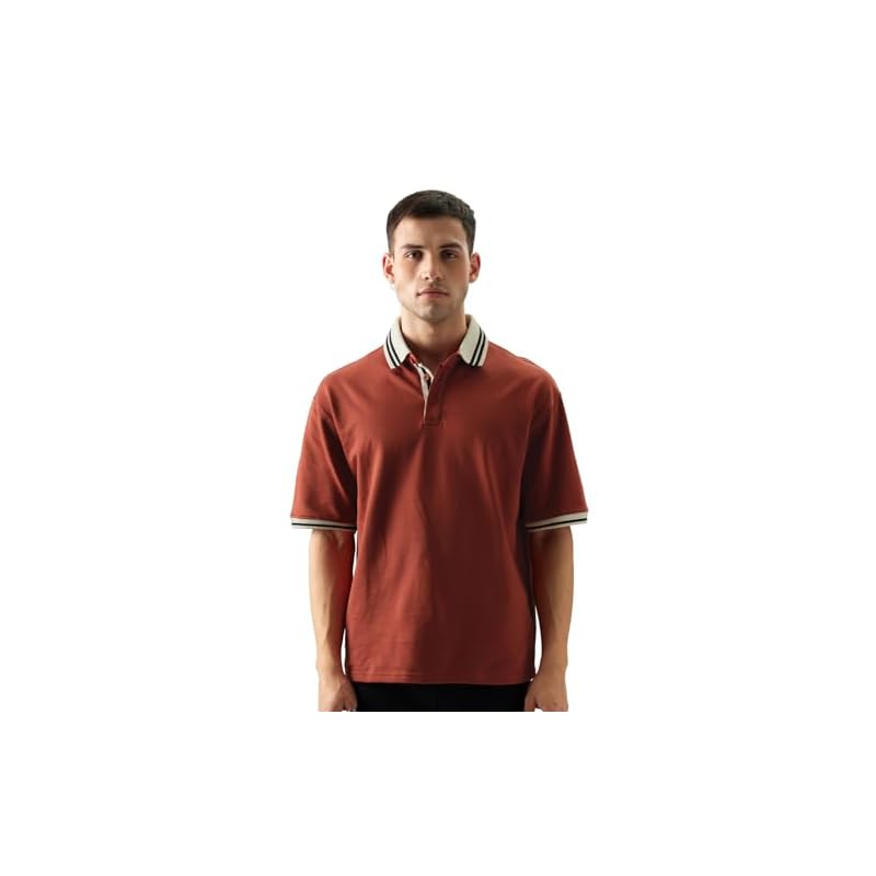 The Souled Store Antique Men And Boys Oversize Fit Half Sleeve Solid Cotton Polos