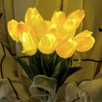 Lampada Fiore Tulipano Artificiale Illuminato a LED Tulipani Finti Touch Realistico Bouquet Luce Notturna con Nastro per San Valentino Pasqua Casa Cucina Decorazioni Matrimonio