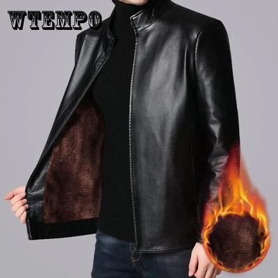 Men's Leather Jacket Winter Plus Velvet Warm Coat Casual Loose Cotton Jacket Windproof and Waterproof Parka