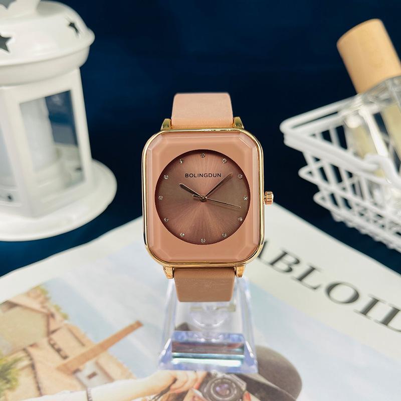 JYL Couple Watch Ins Style Square Casual Silicone Strap