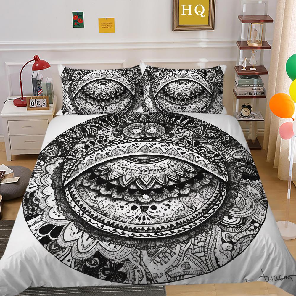 3D Datura Bedding Set Indian Style Duvet Cover 2/3pcs UK/US/AU/DE/UE Full Size Super Big Bed Room Washable Soft and Quick Drying Home Decoration