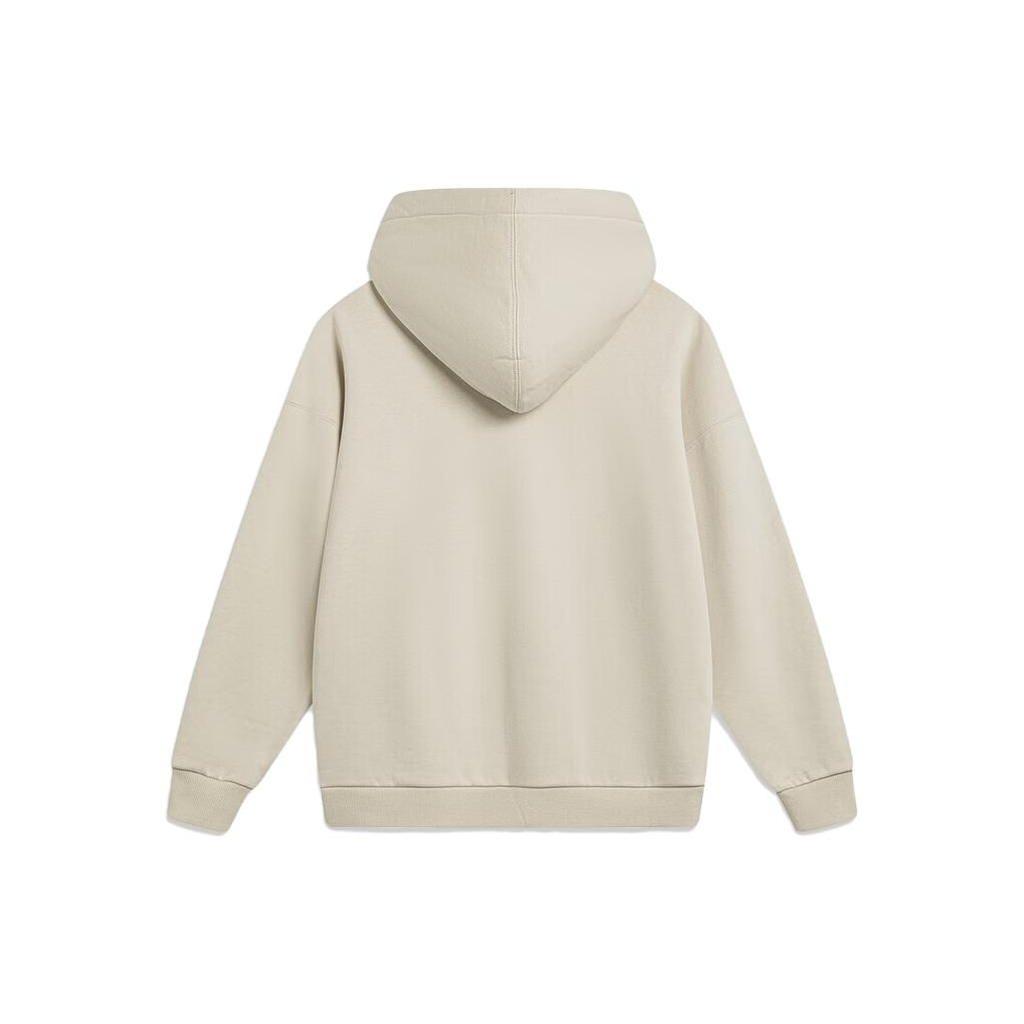 Li-Ning Solid Color Plus Velvet Hooded Pullover Sweater Men Tops Mist-Khaki AWDT747-1