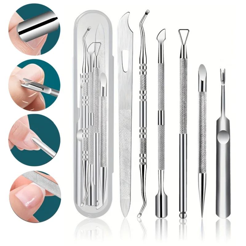 6pcs Stainless Steel Cuticle Remover Set, Precision Manicure & Pedicure Tools, Unscented Nail Care Kit for Polishing &Correction