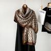 New cotton and linen scarf women's autumn high-end silk scarf retro khaki shawl