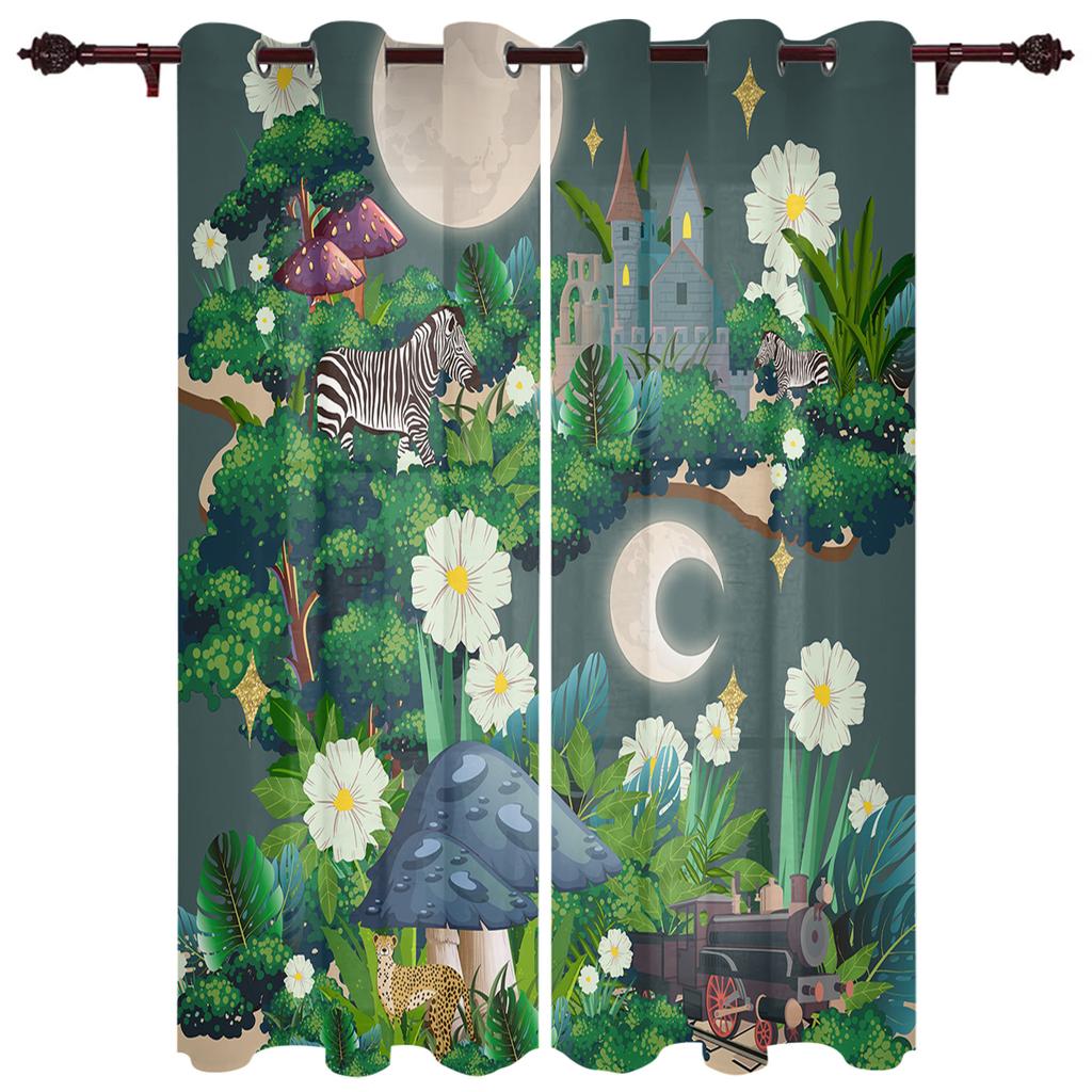 Tier Papagei Tropische Pflanze Grünes Blatt Luxus Heim Vorhänge Heimbedarf Wohnzimmer Schlafzimmer Maßgefertigte Vorhänge