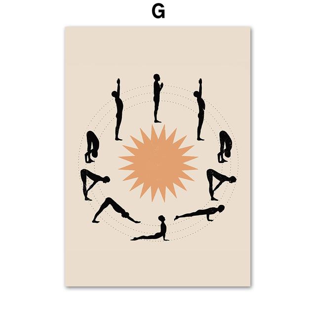 Boho Retro Glücklich Zitat Poster Drucken Abstrakte Sonne Gesicht Yoga Kunst Leinwand Malerei Nordic Wand Bilder Für Wohnzimmer Dekoration kein Rahmen