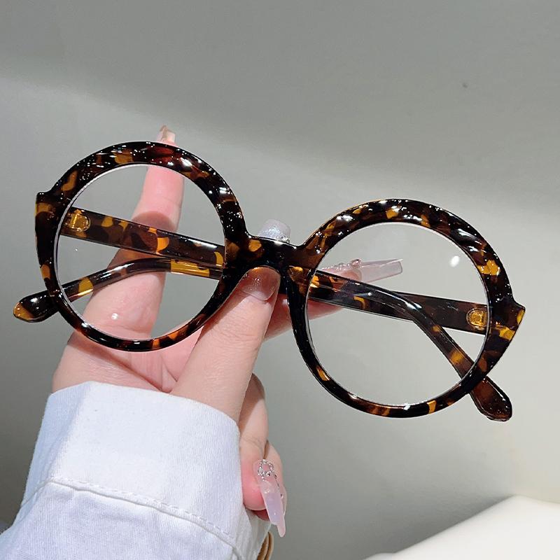 Oversized Round Glasses Women  New Patchwork Blue Light Blocking Optical Frames Trendy Brand Design Decor Eyeglasses