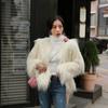 Women Wool Faux Fur Coat Autumn and Winter Mid-length Slim Warm Lamb Long Hair Leisure Jackets