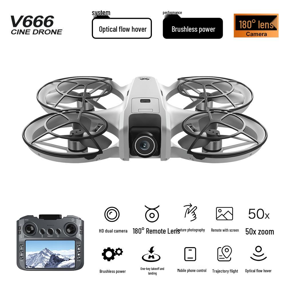 Drone V666 avec écran: 8K HD, Sans balais, Évitement d'obstacles, Photographie aérienne, Jouet télécommandé.