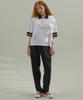 MANAVIS7 Striped Rib Collar T-Shirt White