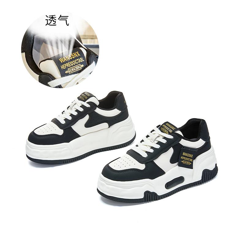 

Suction film sole white shoes women s 2025 spring new thick-soled heightening board shoes women s fashion versatile panda casual shoes 40 чорний