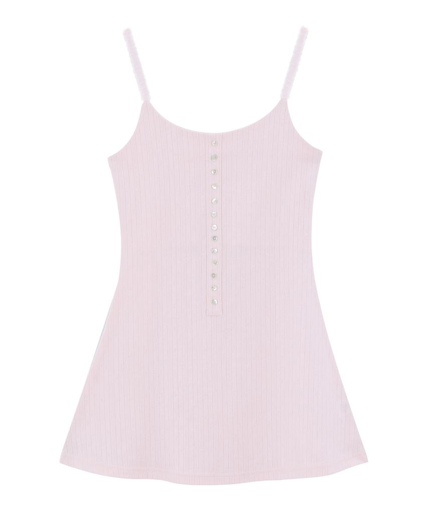 Lojanneu Sweet Dreams Button Mini Dress (Pink)