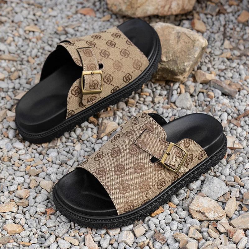 Lucyever Fashion Printed Thick Bottom Slippers Women Summer Peep Toe Paltform Sandals Woman Plus Size Non Slip Flip Fliops 43