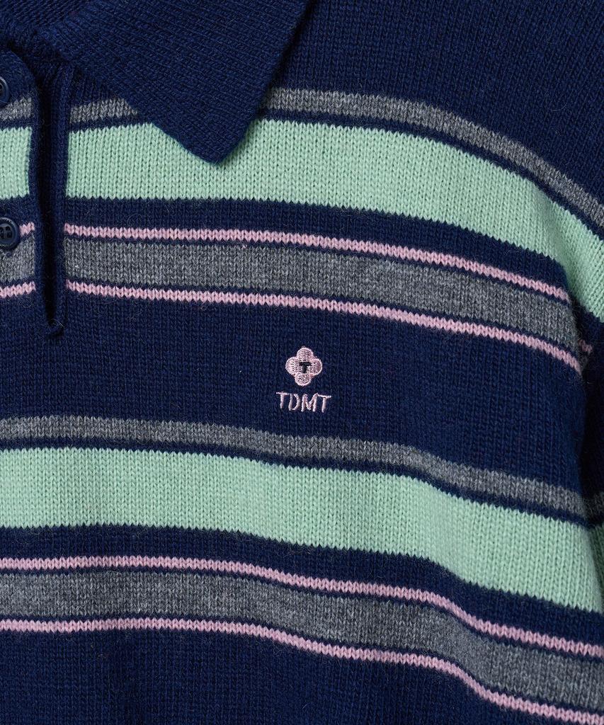 TTUDEMENT Retro Stripe Polo Knit Navy