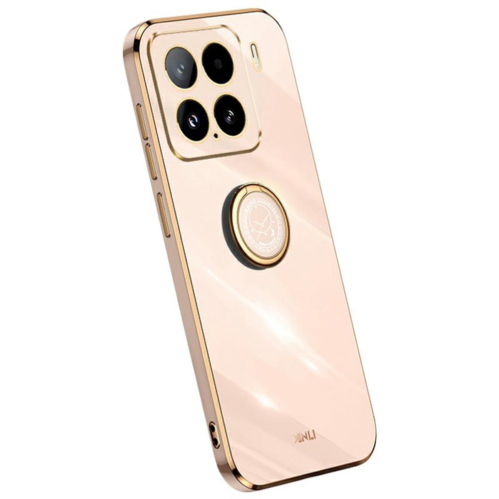 

For Xiaomi 15 Case Ring Kickstand Electroplating TPU Phone Cover Pink