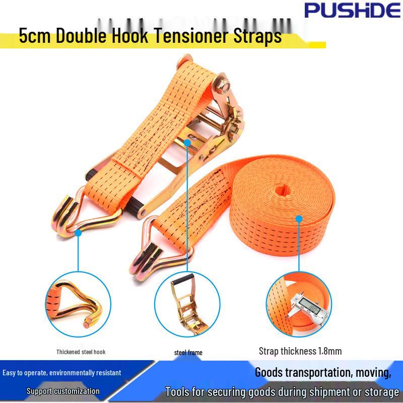 5cm 5-Ton Double Hook Ratchet Tie-Down Strap for Truck Cargo Securing