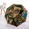 1pc Mr. Bean Artwork Automatic Open/Close Umbrella Folding Umbrella, Portable Compact Travel Umbrella, Gift for Men & Women y17
