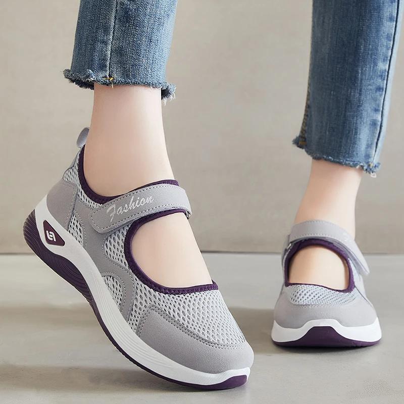 2025 Women's sneaker Slide-in Velcro Lightweight Breathable Non-slip Soft Bottom Walking Running Tennis Women's Casual sneaker