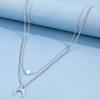 Fashion imitation pearl accessories, creative and simple style multi-layer moon necklace, 1 necklace stacked