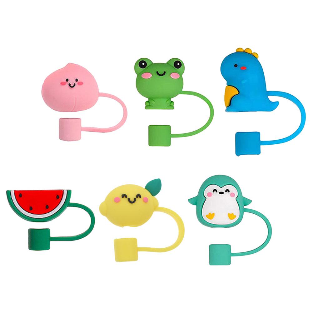 6 Pcs Straw Cap Silicone Covers Strawberry Caps Silica Gel Tip Topper Drinking Straws