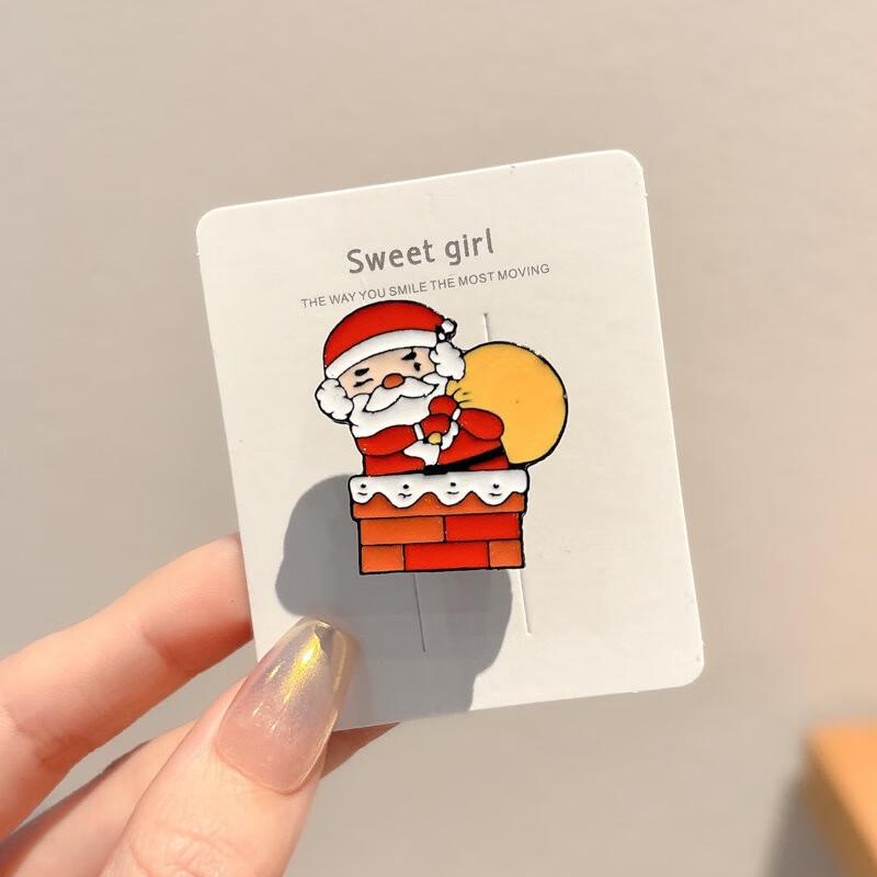 Christmas Santa Claus Metal Brooch Pin Set