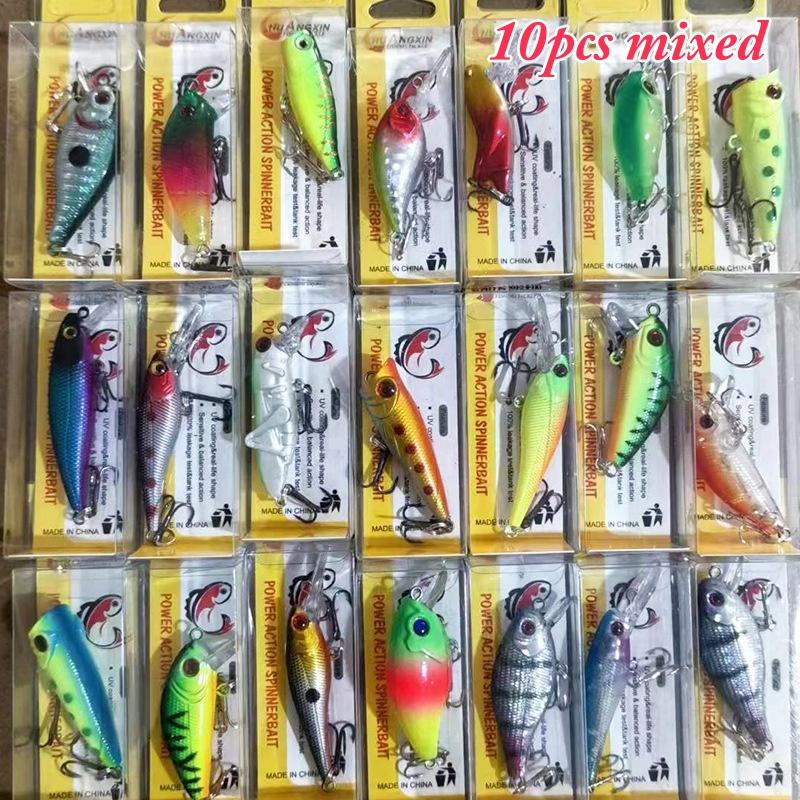 

10Pcs/Pack Fishing Lure Set 3-6cm Artificial Rotating Wobblers Tackle Fishing Bait Accessories for Saltwater Freshwater