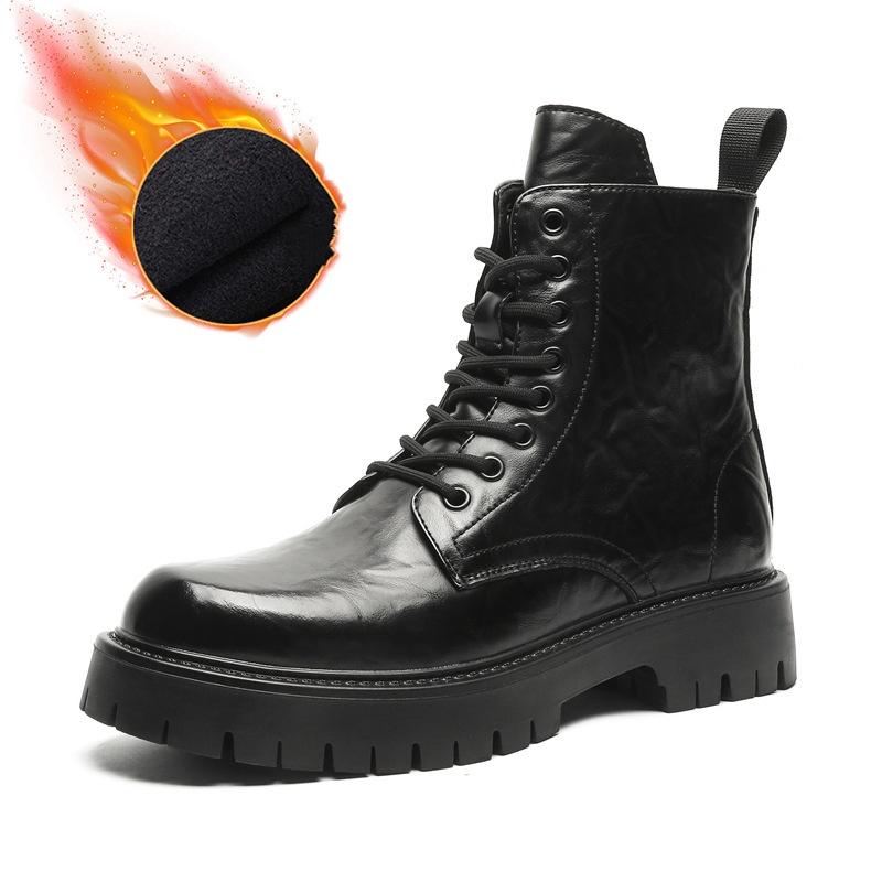 

Мужские повседневные ботинки на платформе в британском стиле для вечеринок и ночных клубов, черные и коричневые, из натуральной кожи, ковбойские, осенне-зимние, высокие боты 270