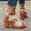 Summer New Fish Mouth Large Size Wedge Heel Open Toe Buckle with Wind High Heel Sandals