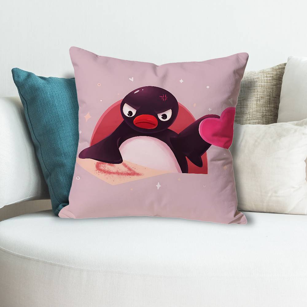 Penguin Cute PPingu Various Sizes Square Pillow Case For Car Home Bedchamber Decor Custom Valentine gift