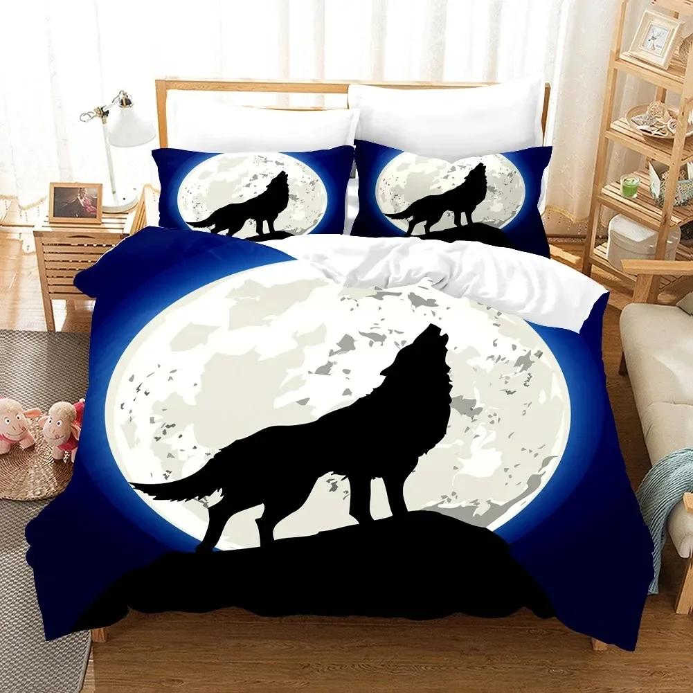 3D Wolf Print Wild Animal Modern Gift Wolf Comfortable Duvet Quilt Cover Pillowcase Bedding Set Bedroom Decoration Home Textile