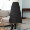 Women Down Skirt Elastic High Waist Large Swing Design Midi Skirt with Pockets Solid Color A-Line Windproof Skirt
