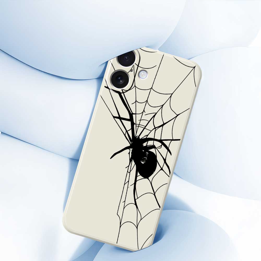 For iPhone 17 Case Spider Pattern Printing Straight Edge TPU Phone Back Cover