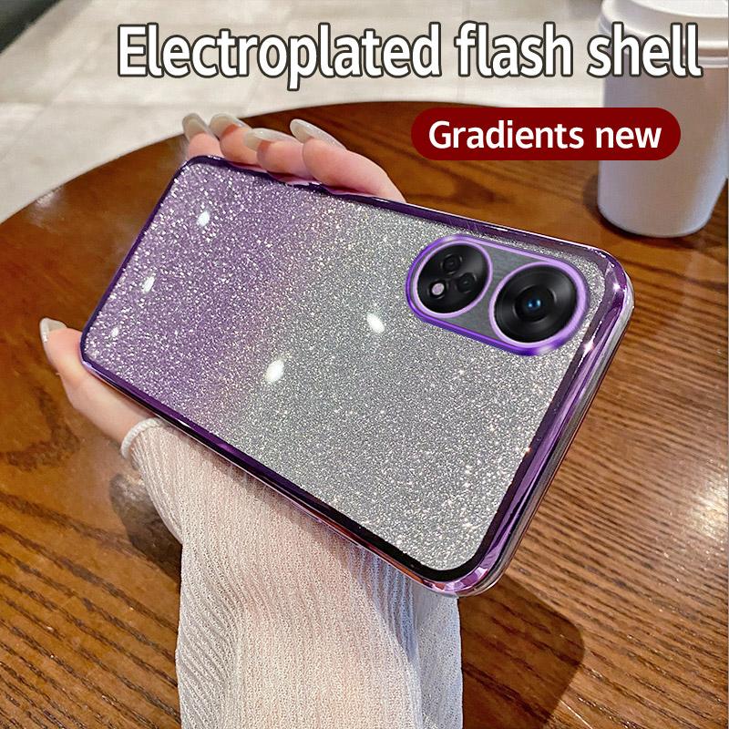 For OPPO Reno 8T 4G Case OPPO RENO 8T 5G Phone Case Shiny Glitter Plating Silicone Camera Lens Soft Back Cover