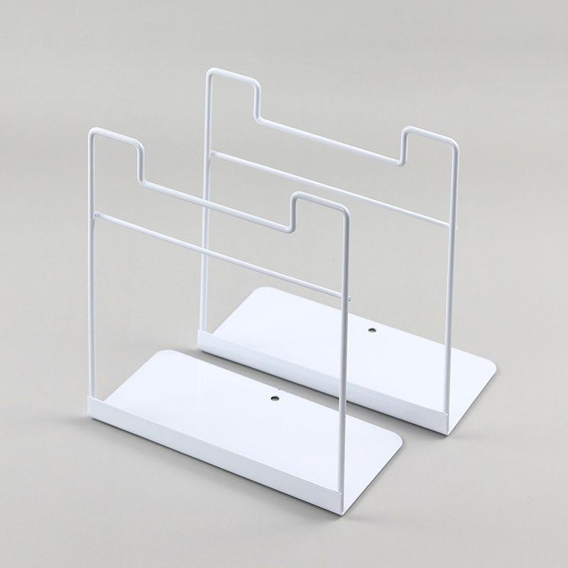 2Pcs Black Iron Bookends Heavy Duty Desktop Book Stand For Home Office Shelf Organization Non Scratch Anti Rust Powder Coated