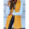 Autumn Winter Solid Color Hooded Zip Cotton Vest Women Mid-Length Plus Size Padded Gilet Coat