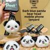 Cartoon Panda Bear Head Happy Emojis Plush Phone Lanyard Keychain Pendant