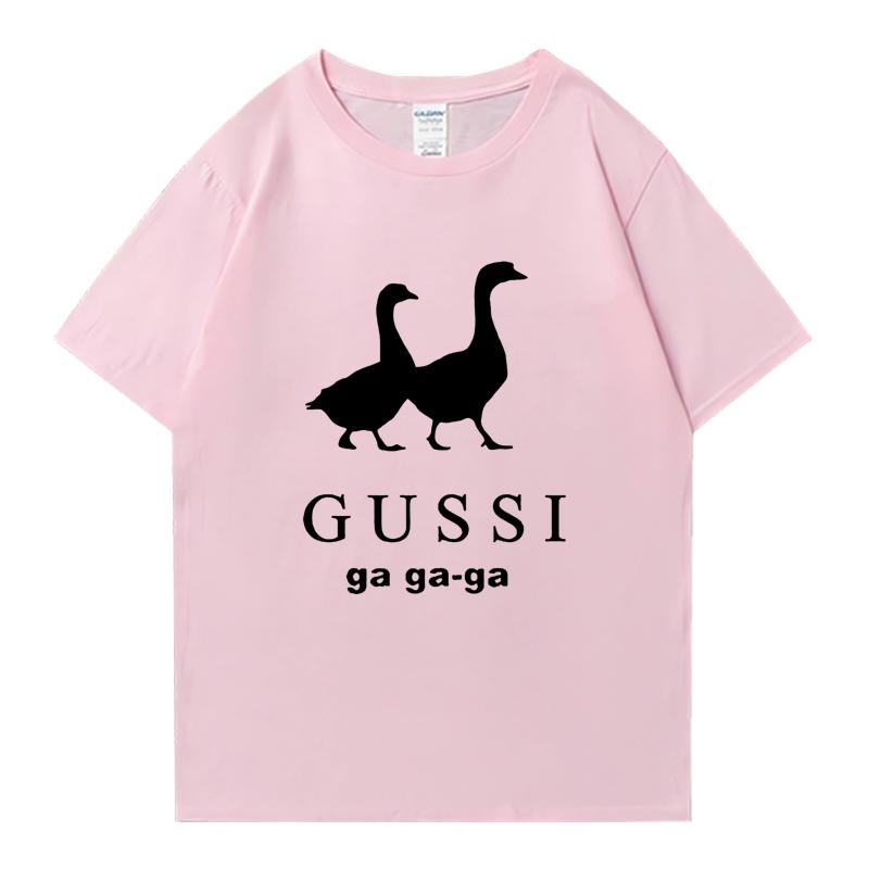Hochwertiges T-Shirt GUSSI Ga Ga Ga Fashion Lustige Sommer Kurzarm T-Shirts Streetwear Herren Damen Kleidung Baumwolle Unisex Oberteil