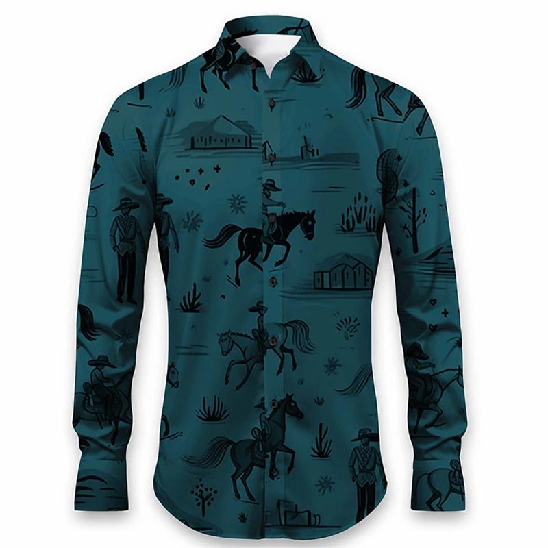 Men's Shirt Pattern Shirt Outdoor Street Long Sleeved Printed Clothing Fashion Street Clothing Designer Casual Breathable