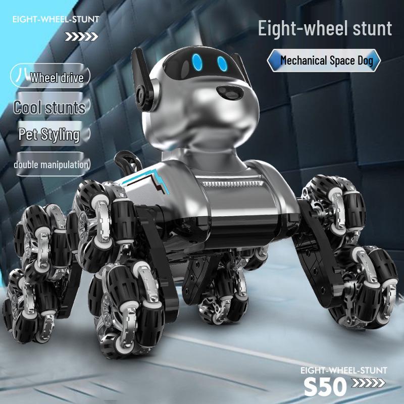 Eight-Wheel Stunt Robot Dog: Gesture-Sensing Remote Control Toy for Kids