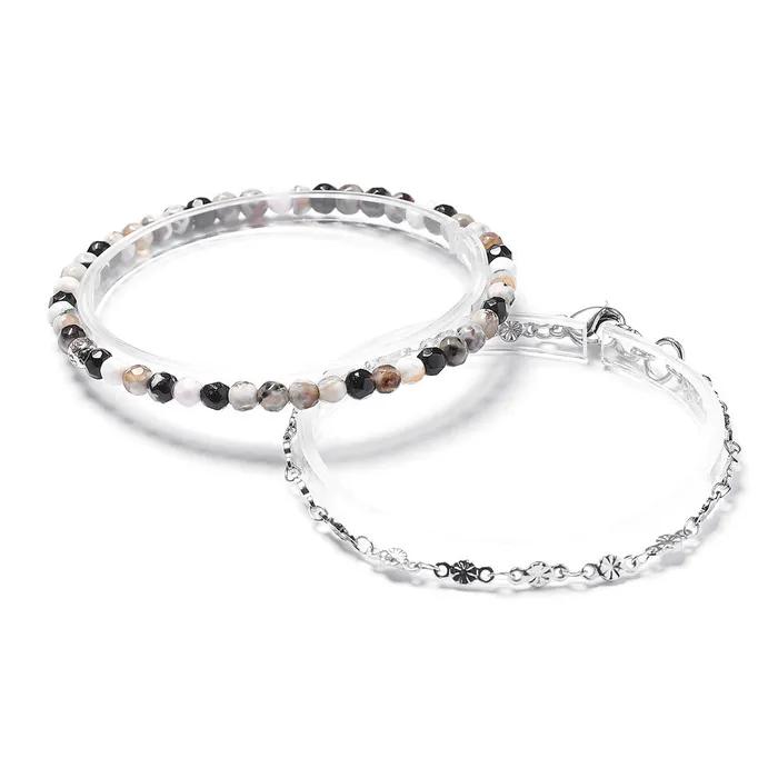 Orient Chain 508 Black Agate Layered 279BK Bracelet Set (C2503-SE452_BK)